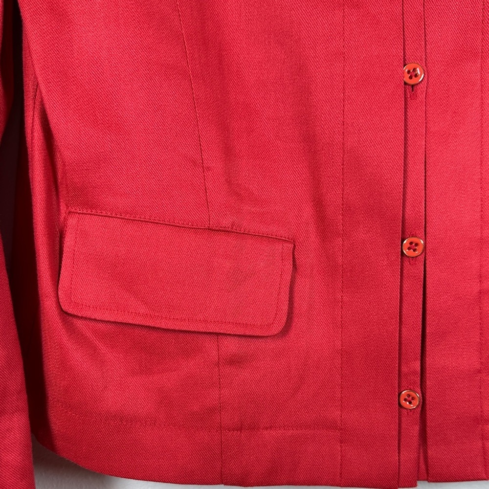Cabi Red Valentine Linen Blend Button Front Jacket Blazer Womens Size M - Picture 6 of 10